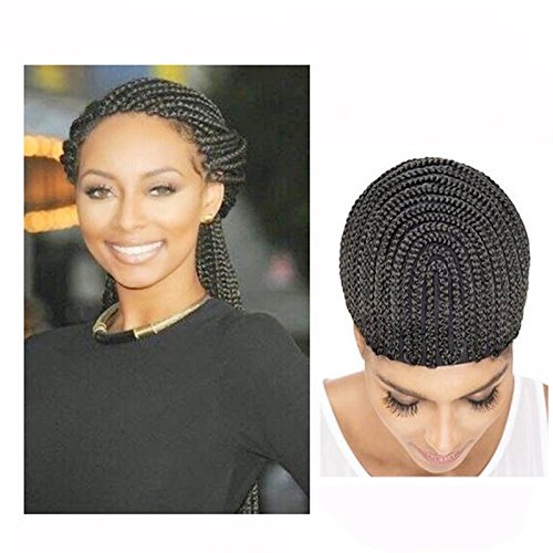 Wendy Hair Braided Crochet Cap Weave Cap Adjustable Crochet Wig Cap in Cornrow Braiding Weave Cap for Easier Sew In Caps Making Wig Black Color