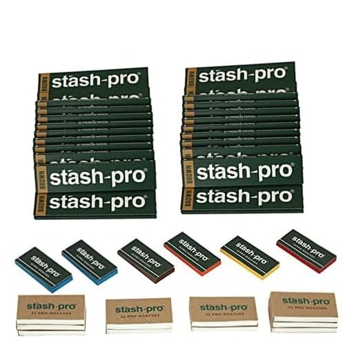 Image of Stash-Pro Combo of 12 Brown Rolling Paper with 10 Colored Roach Book