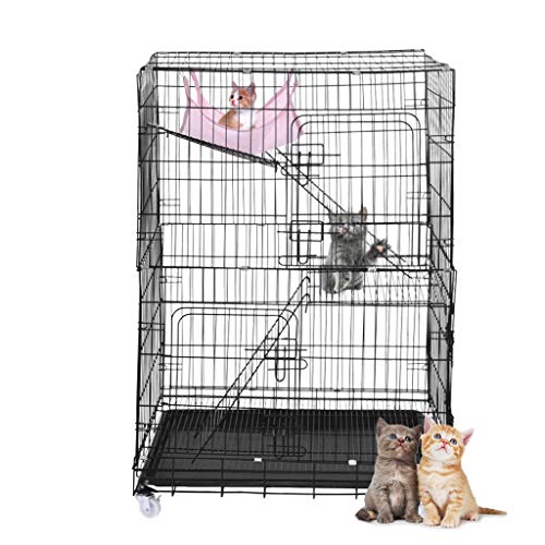 Youen Rat Ferret Cage on Wheels with Ramp and Tray, 3 Tiers Large