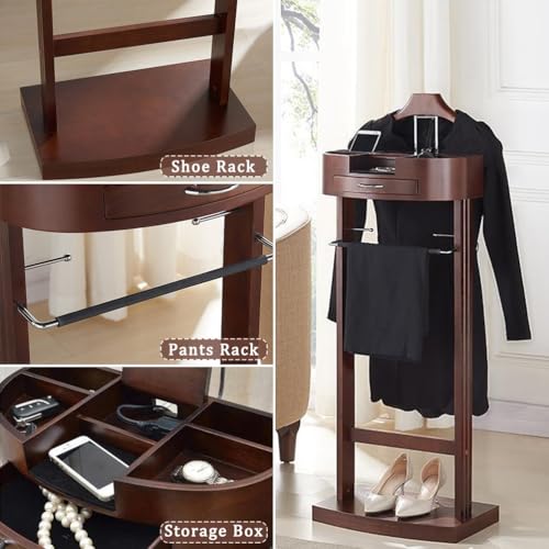 Drewniany stojak na ubrania, wolnostojący wieszak na ubrania dla mężczyzn i kobiet, stojący design, wysokość 106 cm