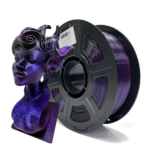 Image of PLA 3D Printer Filament 1.75mm, Midnight Shimmer Purple Gradient, Black Purple Blue Color Changing Glitter PLA Filament, Shiny Galaxy Sparkle for FDM 3D Printers, 1kg Spool