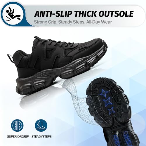 Image of Breathable Steel Toe Sneakers for Women Lightweight Puncture Proof Work Shoes Non Slip Safety Tennis Shoes Comfortable for Construction Industrial Warehouse