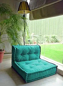 Urban Den Turquoise Lazy Sofa Pillow New Modular Sofa Floor Chair, Living Room Interior Home Decoration Furniture, Leisure Lounge Storage Ottoman Sofa, Floor Seating(Wood)