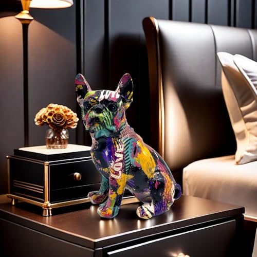 Estatua de Bulldog Francés en Resina Colorida 5.5x4.3x7.7 in miniatura 7