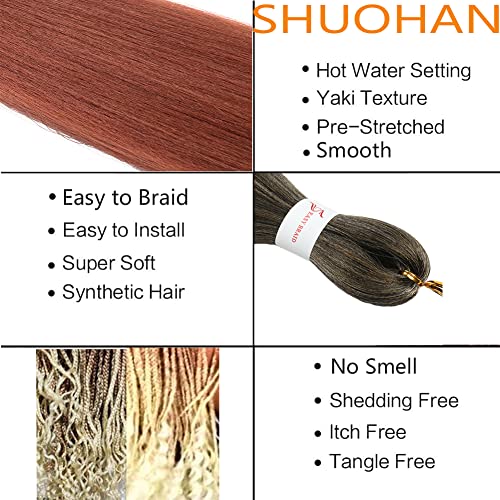 Shuohan 8 Packs Pre-Stretched 26 Inch Braiding Hair Extensions Yaki Texture Professional Crochet Braids Hair Hot Water Setting Synthetic Hair For Twist Braids (1B/27/613#) #TOP2
