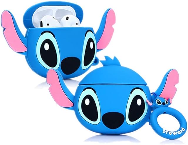 ZAHIUS Airpods Silicone Case Funny Cover Compatible for Apple Airpods 1&2 [3D DSN Cartoon Pattern][Best Gift for Girl Boy] (Big Ear Stitch)