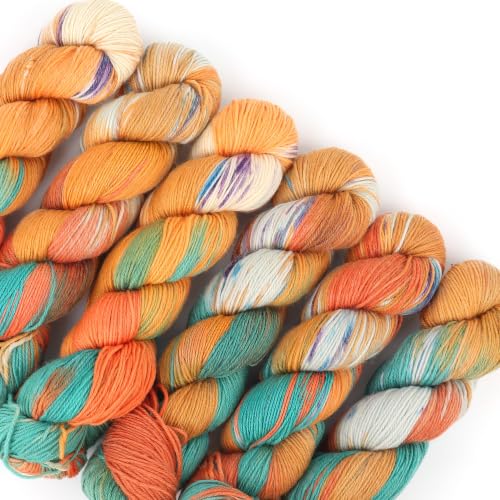Image of Katech 6 Pack Wool Yarn for Crocheting-Sock Yarn for Knitting Burnt Orange