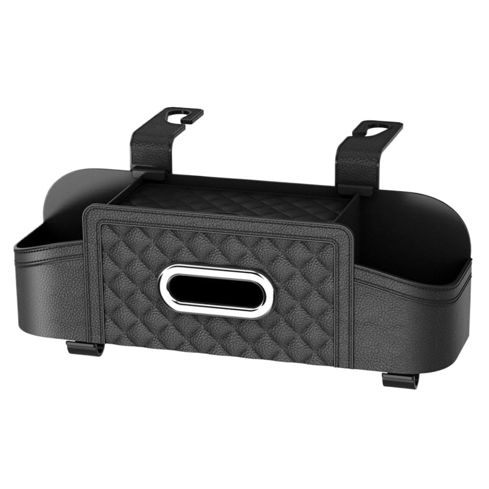 Caja de almacenamiento para asiento trasero de coche, multifuncional, tejido automático, Universal, soporte para vasos, organizador colgante, color negro