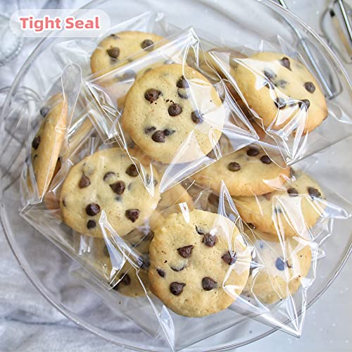 image for Morepack Cookie Bags for Gift Giving,Self Sealing Cellophane Bags 4x4 