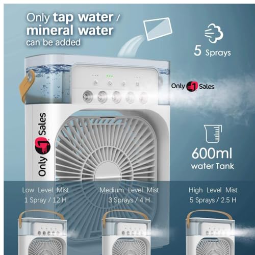 Image of Mini Air Cooler | 3-in-1 AC, Humidifier & Purifier | 7-Color LED Lights, Timer, USB Powered | Silent Operation | Personal Cooling for Room, Office, Travel & Desk Use