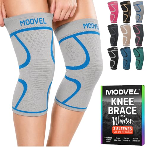 Image of Modvel 2 Pack Knee Brace for Women - Knee Support for Walking, Knee Compression Sleeves for Pain Relief, Knee Sleeves for Women, Knee Brace for Sports, Workouts & Arthritis