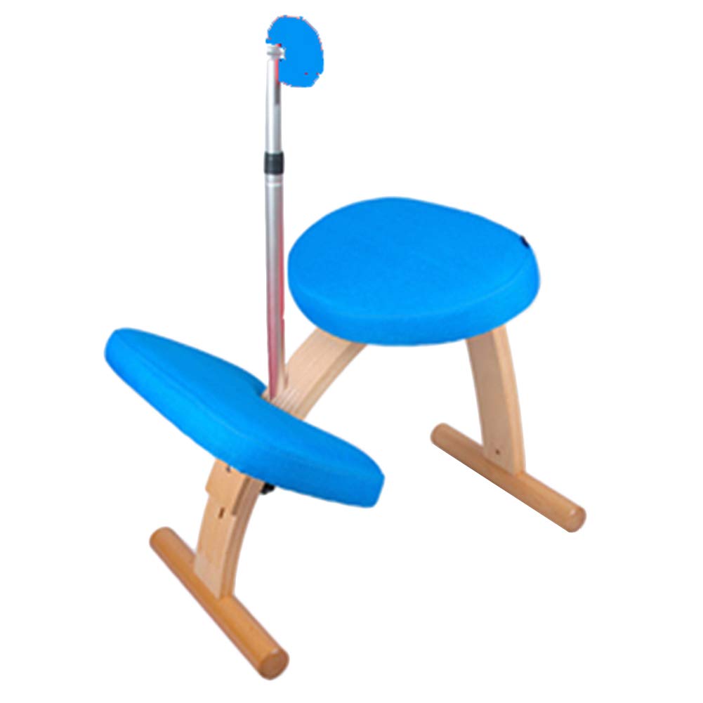 CAIJUN Kneeling Chair Multifunction Assembly Solid Wood Frame Humpback Prevention Corrective Sitting, 9 Colors, 2 Styles (Color : Sky Blue, Size : B)