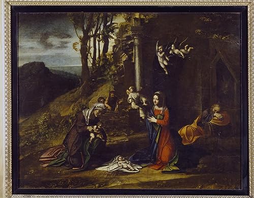 Impression d'affiches de L'Adoration de l'Enfant Jésus toile Correggio 60x90cm