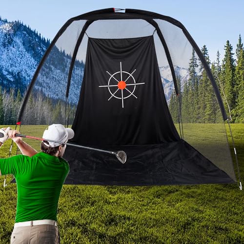 Kapler Golf Net: Durable 8X6FT Practice Net with Mat for Garden Driving Portable Golf Chipping Hitting Training Stimulator with Balls