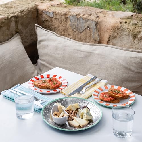 Talking Tables Handgefertigter Edelstahlteller mit grünem Emaille-Rand, langlebige Beilage, leicht, für den täglichen Gebrauch drinnen oder draußen, Essen, Picknick, Camping, Grillen, Sommergeschirr,