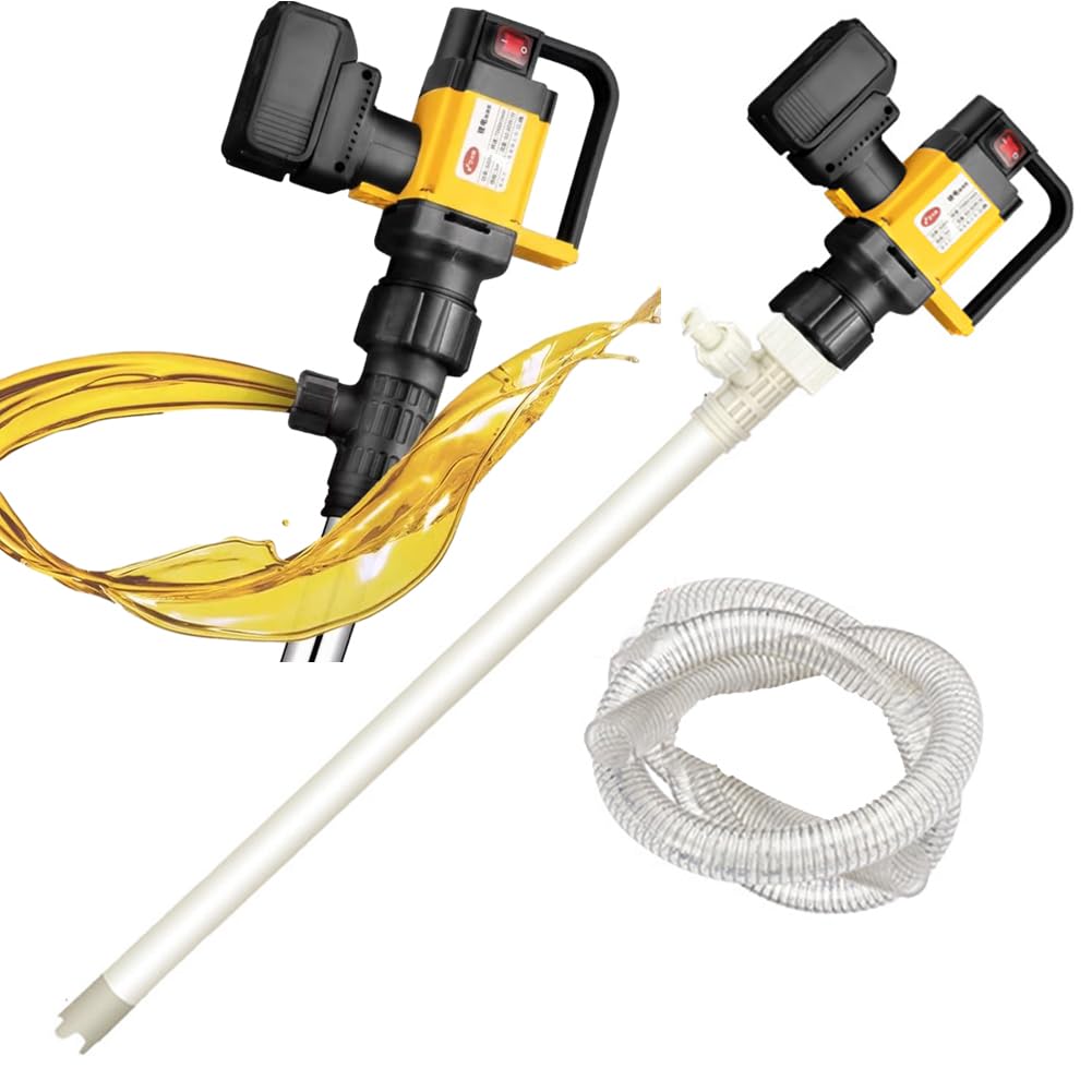 HYQNG Electric Oil Barrel Pump, 130L/min Large Suction Fuel Drum Pump, 1000W Battery Powered Oil Transfer Pump, 3 Adjustable Speed Diesel Transfer Pump, Liquid Transfer Pump for High Viscosity Liquid