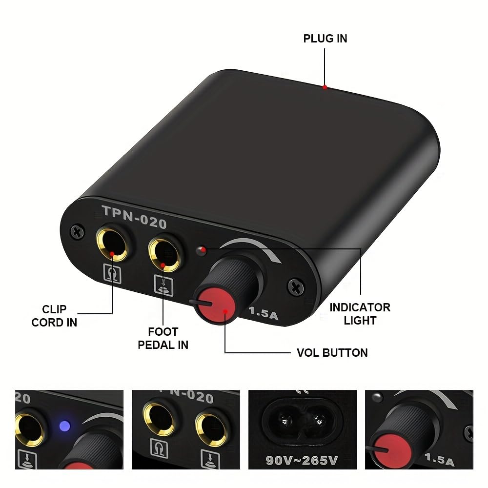 DQFART Tattoo Power Supply TPN-020 with labeled ports