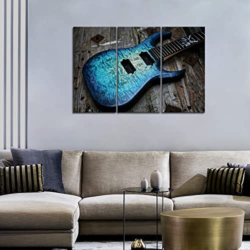 Guitar In Blue Looks Magical Lies On Wooden Wall Art Painting The Picture Print On Canvas Music Pictures For Home Decor Decoration Gift #TOP1