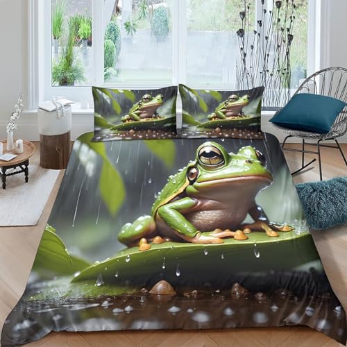 Housse de couette grenouille 3D imprimé jungle en microfibre douce parure premium - 2