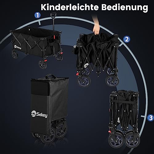 image for Sekey 220L Collapsible Foldable Wagon with 330lbs Weight Capacity, Hea