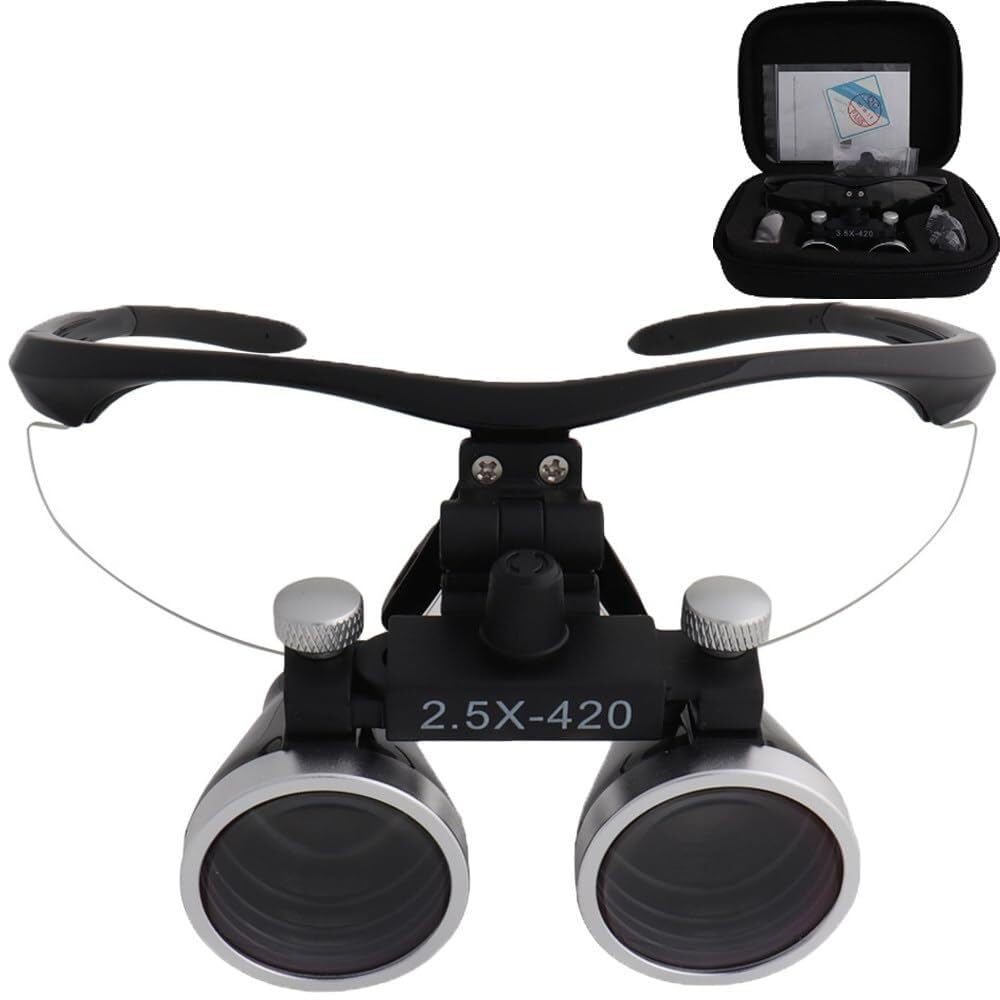 Sdtoop Black Dental Loupes, Portable Magnifier - Working Distance: 440-540Mm/320-420Mm, For Dentistry, Jeweler Or Hobby(,2.5)