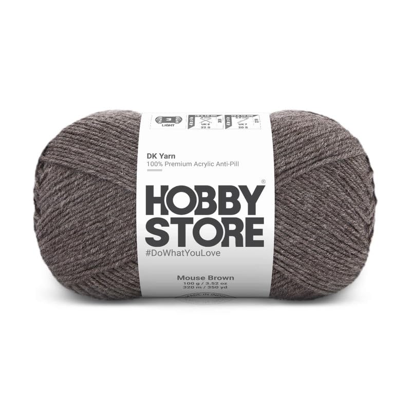 Image of DK Solid Yarn - Anti-Pill Acrylic Solid DK Yarn for Crochet & Knitting Everyday Essentials (1 ball /100 g) - Mouse Brown 5041 | Magic Needles