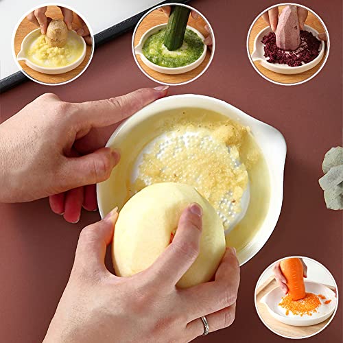 Ameolela Ceramics Grater Plate For Ginger, Garlic, Onion, Cheese, Lemon, Chocolate, Vegetables And Fruits For Kitchen, Set Of 2, White #TOP5
