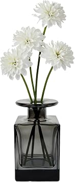 150ML/5OZ Square Grey Glass Diffuser Bottles Empty Refillable Vintage Diffuser Jars Decorative Aromatherapy Containers for Home OfficeExcluding Aromatherapy Sticks