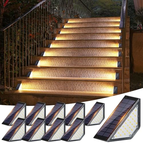 Shuniu Solarlampen für Außen Garten, LED Gartenlampen für Innenhöfe Dekoration, Terrasse, Zaun, Pathway, Stufen und Treppen, LED Wegeleuchten IP65...