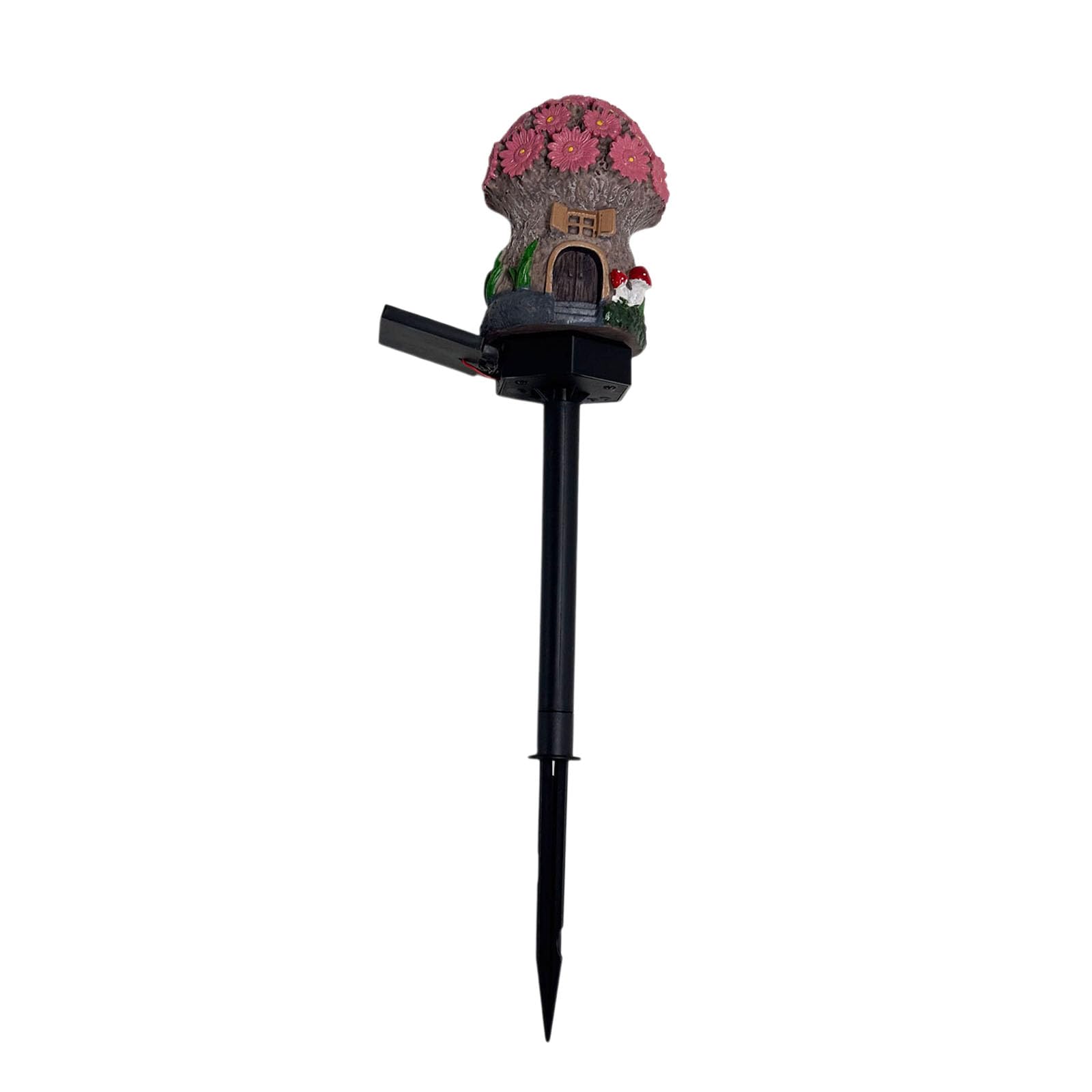 Solar Fairy-Tale Mushroom Cottage Landscape Pathway Light Waterproof LED Outdoor Lawn Lamp Courtyard Decoration Light for Spring Garden Walkway Patio Yard Backyard (Pink)