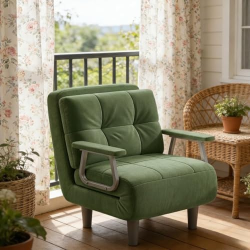 Fabulcozy Fauteuil Convertible 1 Place - Canapé Chauffeuse Lit 4 en 1, Canapé-lit Convertible Dossier Réglable 5 Positions avec Coussin 60x58x77cm
