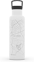 Vista 56 de Well Told Botella de agua aislada con mapa de Washington DC grabado, botella de acero inoxidable grabada (21 onzas, blanco) botella aislada de mapa