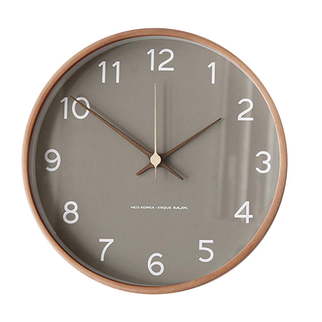 Horloge murale moderne en bois naturel gris au design minimaliste pour decoration interieure