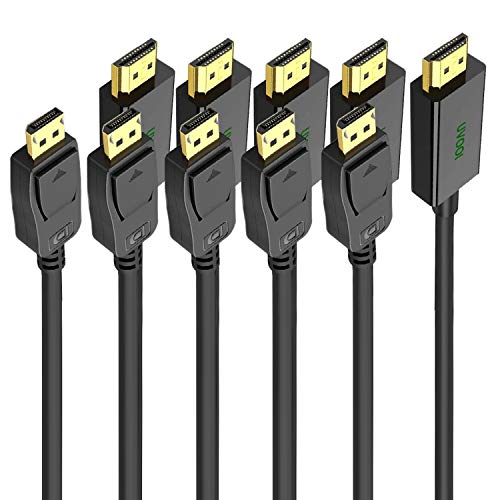 DisplayPort to HDMI Cable 6ft 5-Pack, Display Port (DP) to HDMI Cable 6 feet Adapter for All DisplayPort Laptop/Computer to Monitor/HDTV/Projector with HDMI