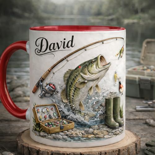 Taza de cerámica para pesca personalizada con nombre miniatura 4