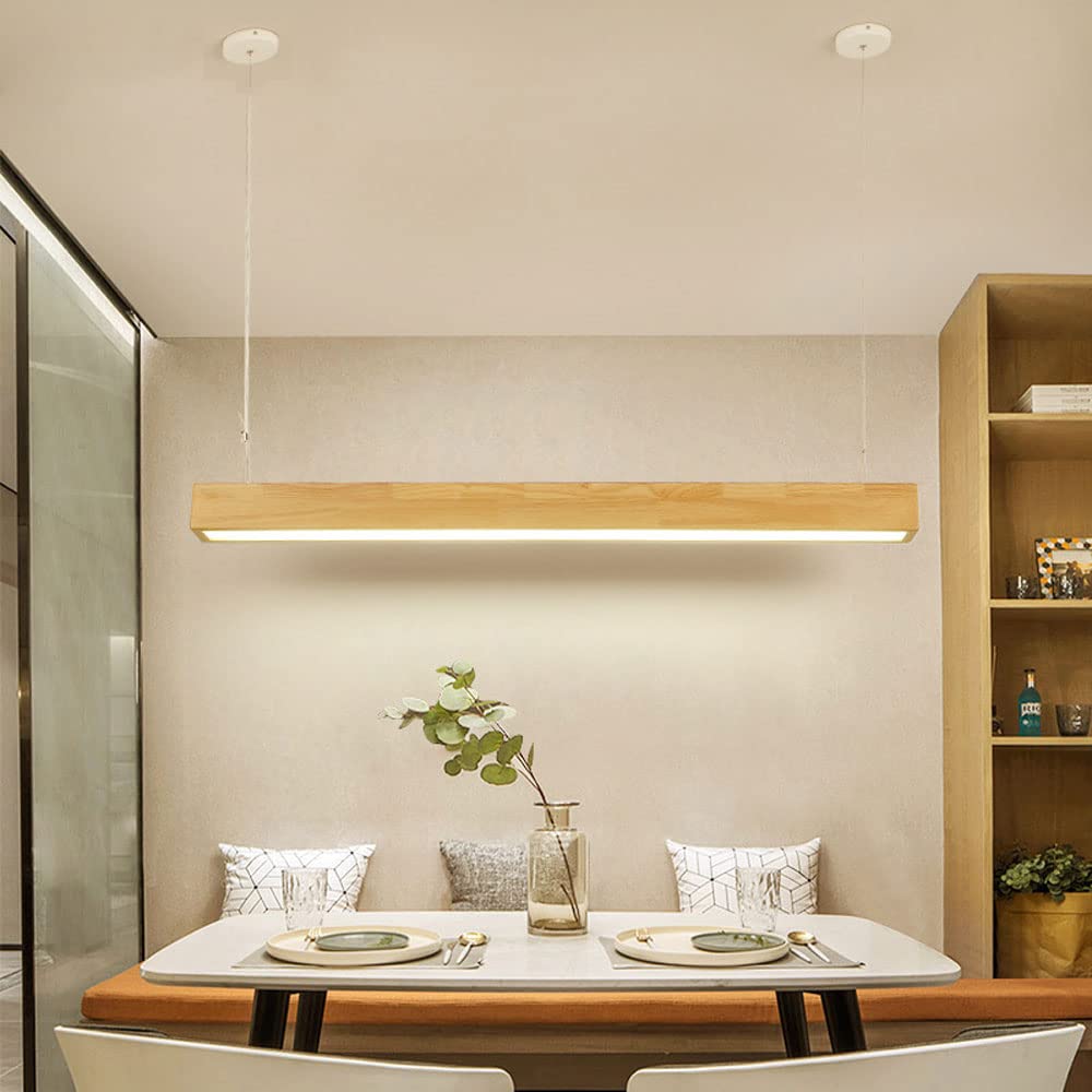 Moderno Lampada a Sospensione Lineare in Legno A LED per Cucina Fattoria Rustica A Soffitto Lunga Lineare A Sospensione per Ufficio per Mercato Garage Tavolo da Pranzo