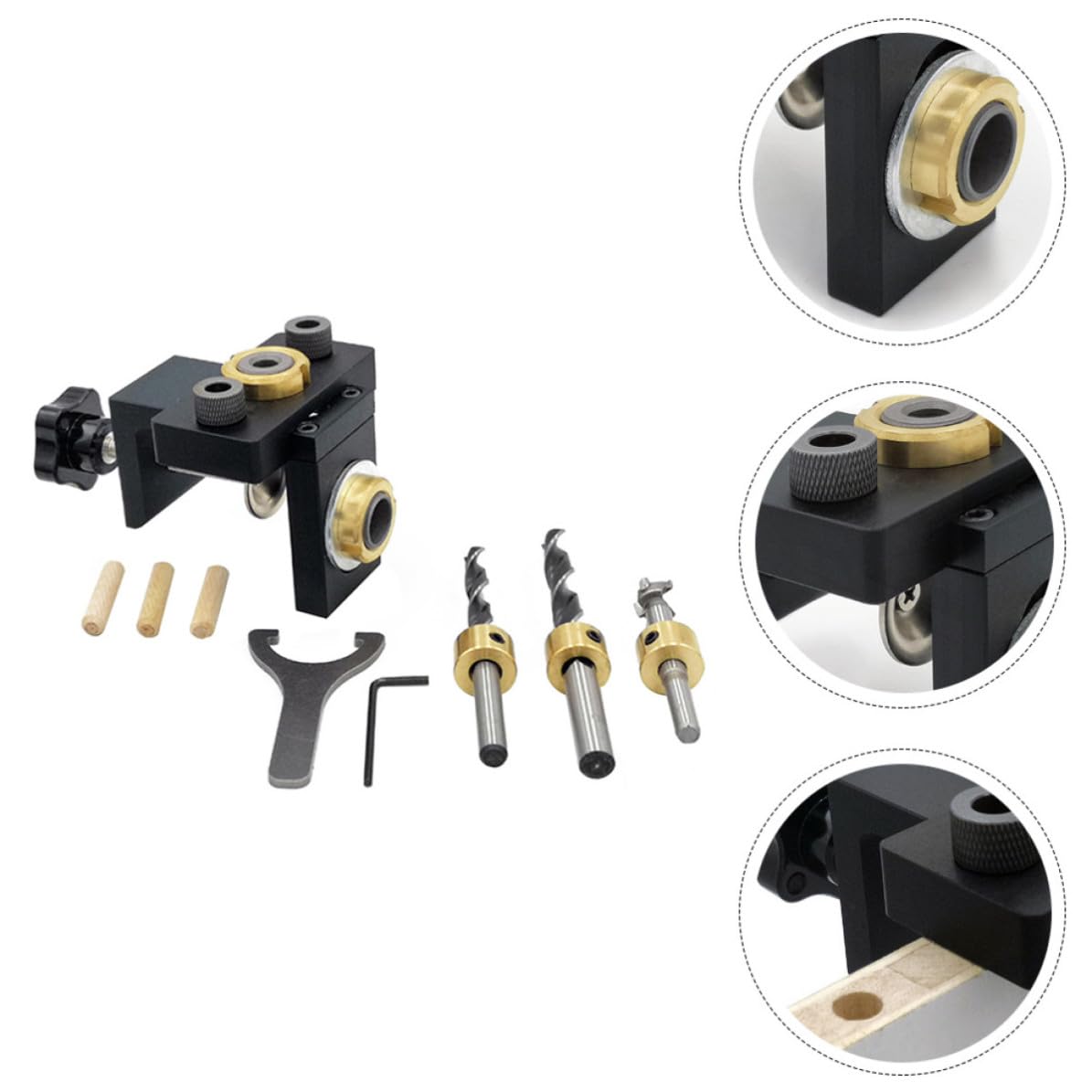 Hemobllo Kit per Lavorare Legno 3 in 1 Punzone e Localizzatore Foro in Lega di Alluminio e Legno per Uso Fai da Te e Arredamento Stili multipli