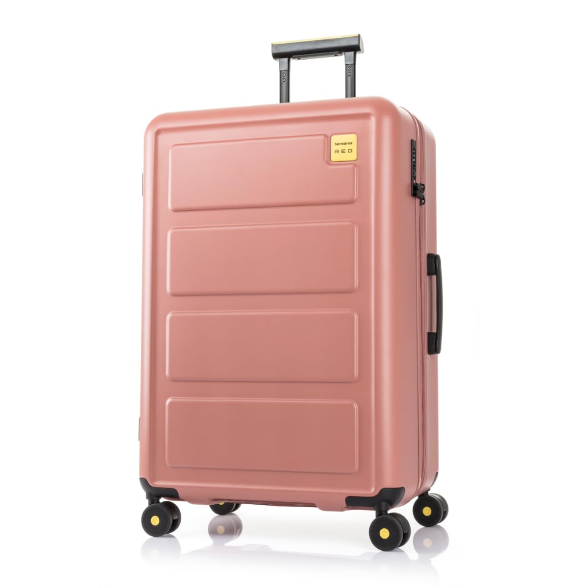 Red TOIIS L Expandable 75 Cms Large Check-in Polycarbonate Hard Sided 8 Wheel Spinner Luggage/Suitcase/Trolley Bag (Haze Coral) (Double Wheel), Coral