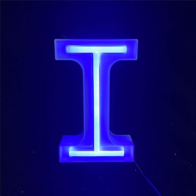Nordstylee Light Up LED Letters Lights,Neon Letters Night Lights for Wall, Birthday Party, Christmas, Wedding Decoration-Blue Letters (I)