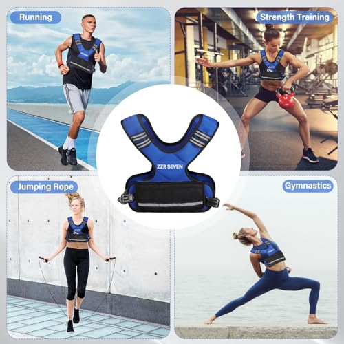 Image of Weighted Vest, Running Vest for Women and Men | 4-10lb Adjustable Weighted Vest with 6 Iron Sand Weights, for Strength Training, Runninng Fitness(Blue)