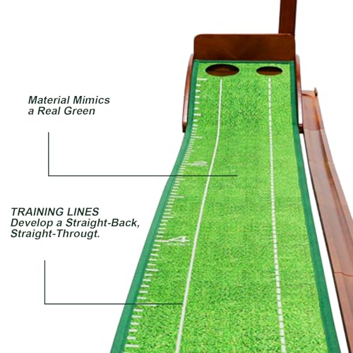 Tapis d'entraînement de golf base bois contre les défauts de putt - 5