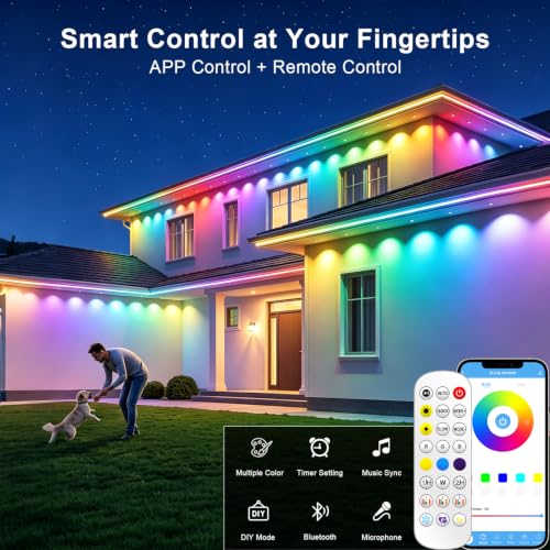 200FT Permanent Outdoor Lights for House, Christmas Halloween RGB+IC Lights - image 3