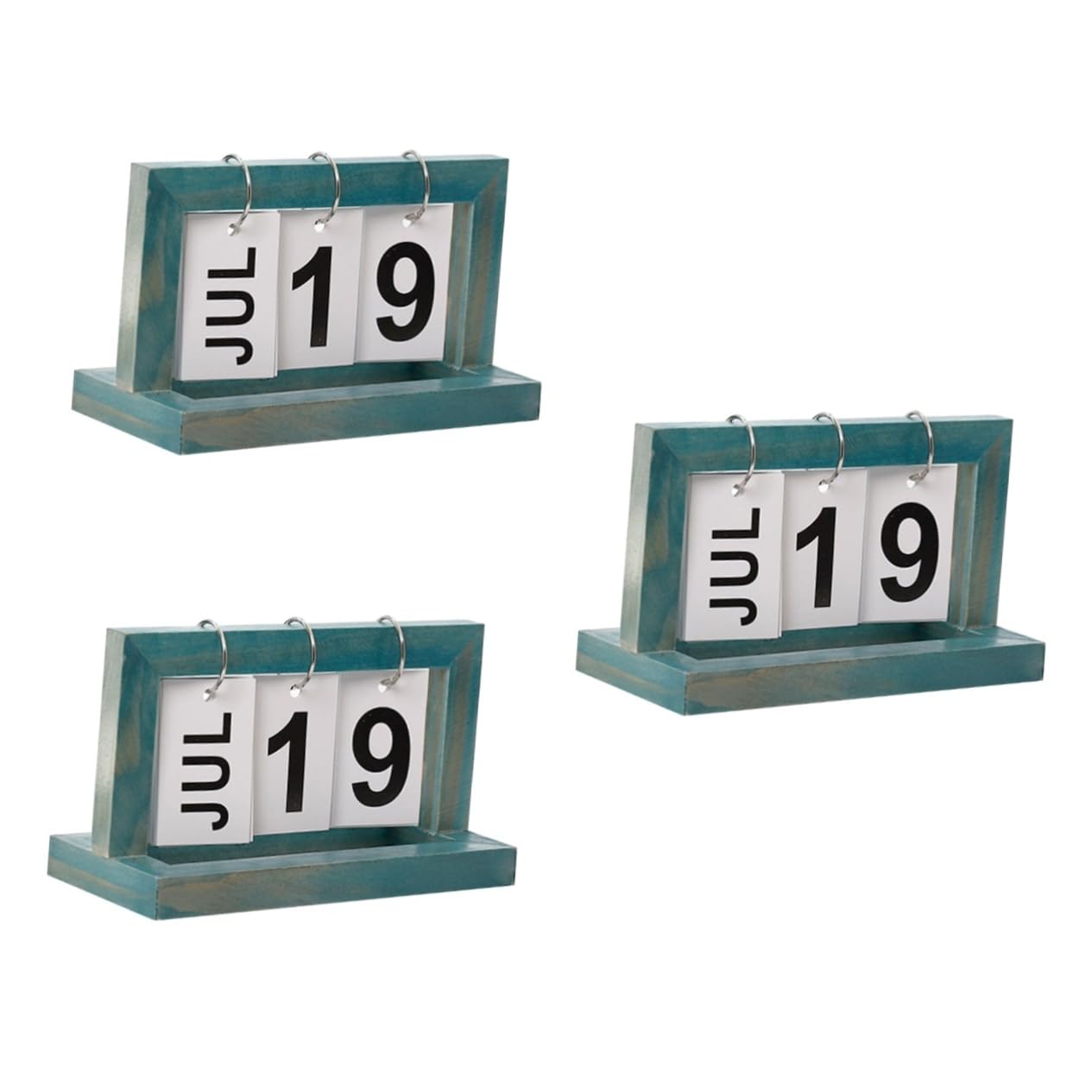 3St Bürokalender tischkalender bürodeko Wohnkultur home decor büro zubehör bürogadges blaue Desktop-Kalender kreativer Kalender Heimkalender Kalender aus Holz Bambus Blue