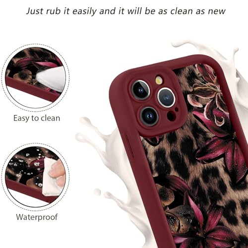 Coque iPhone 13 Pro Max antichoc rouge fleur au design léopard vintage