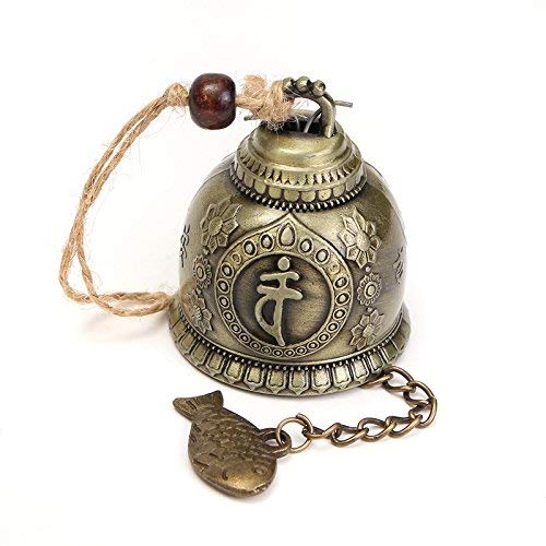 Raza Vintage Buddha Statue Pattern Bell Blessing Feng Shui Wind Chime for Good Luck Fortune Home Car Crafts Hanging Decoration Gift