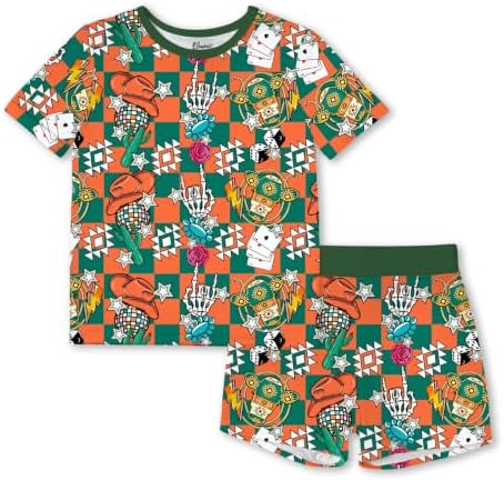Weiwei Unisex Bamboo Viscose Pajamas Set for Toddler Boys Girls, Short-Sleeve Sleepwear for Kids, Baby Pjs 2pcs(ZXWDT-XB-5-6T)