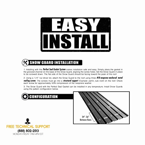 50 Qty Commercial Bulk Pack (Snow Guards, Perfect Seal Gaskets & Screws) - Stop Snow From Sliding Off Your Metal Roof Snow Guard Block Stops Breaks #TOP6