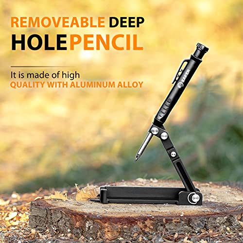 Saker Multifunktionales Anreißwerkzeug- Multifunktions Baustift- Konstruktionsbleistift- Zimmermannsbleistift, Anreißwerkzeug mit Tieflochstift, DIY Holzbearbeitungs-Anreißlehre Anreißer