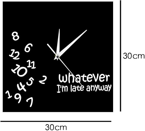 Miniatura 2 de Whatever I'm Late Anyway - Reloj de pared cuadrado con números revueltos, divertido, moderno, silencioso, sin tictac, reloj de pared colgante para