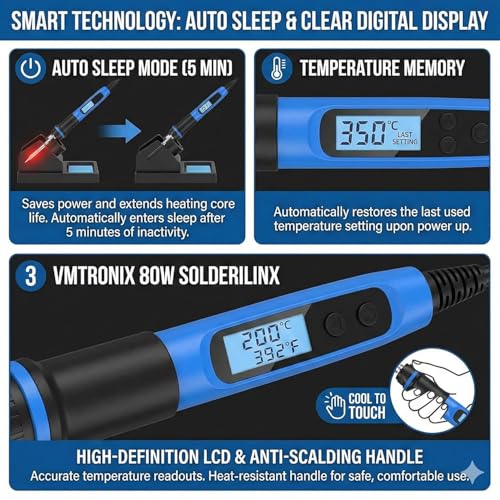 Image of LCD Digital Display Soldering Iron with 5 Additional Bits (LCD Display Iron with 5 Tips Solder Wire Solder paste)